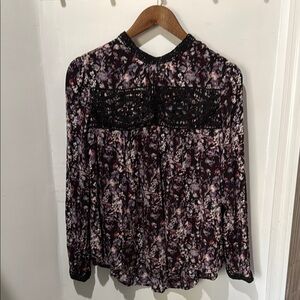 Floral Black and Purple Women's Top